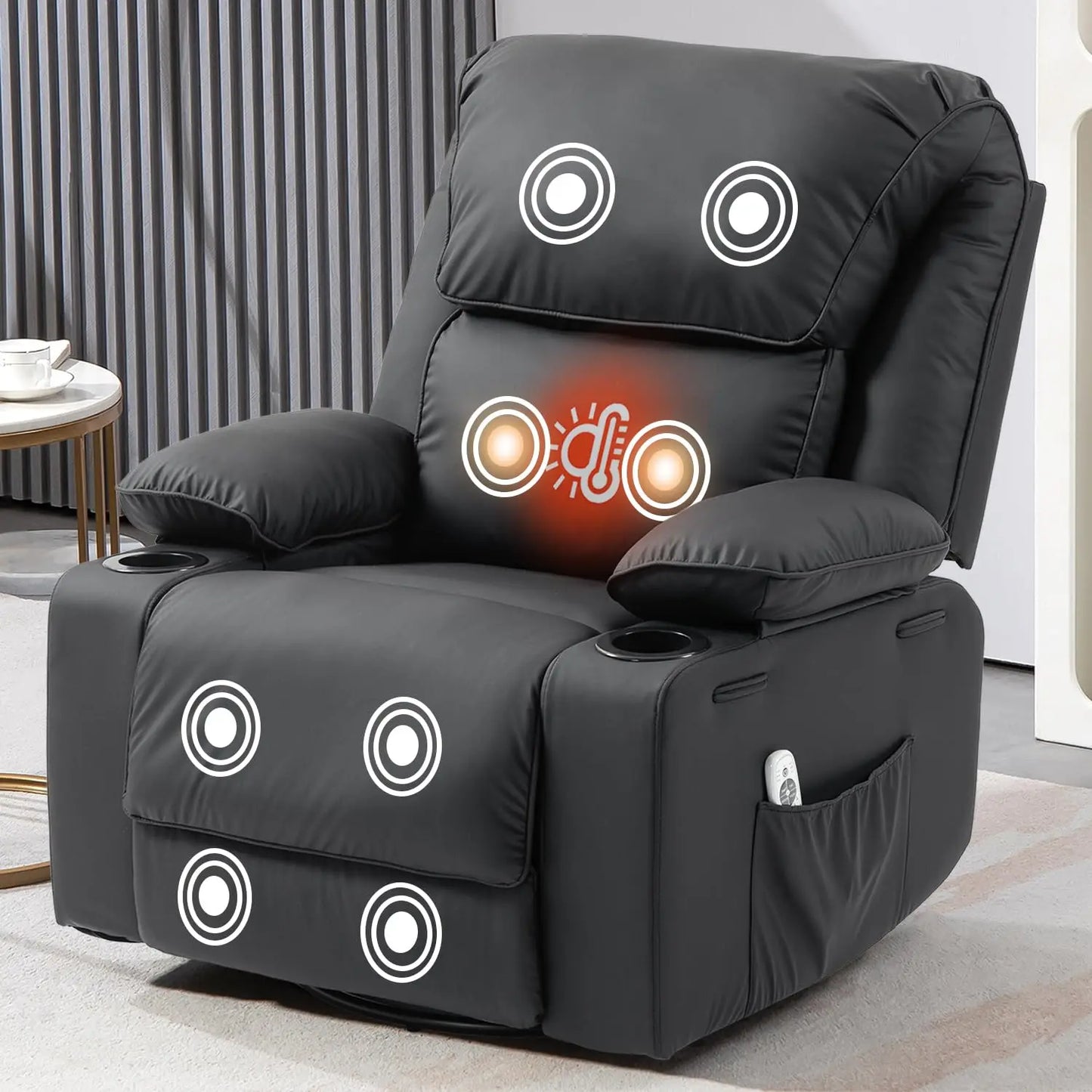 XIAOLANG Rocker Recliner Massage And Heated With Cup Holders