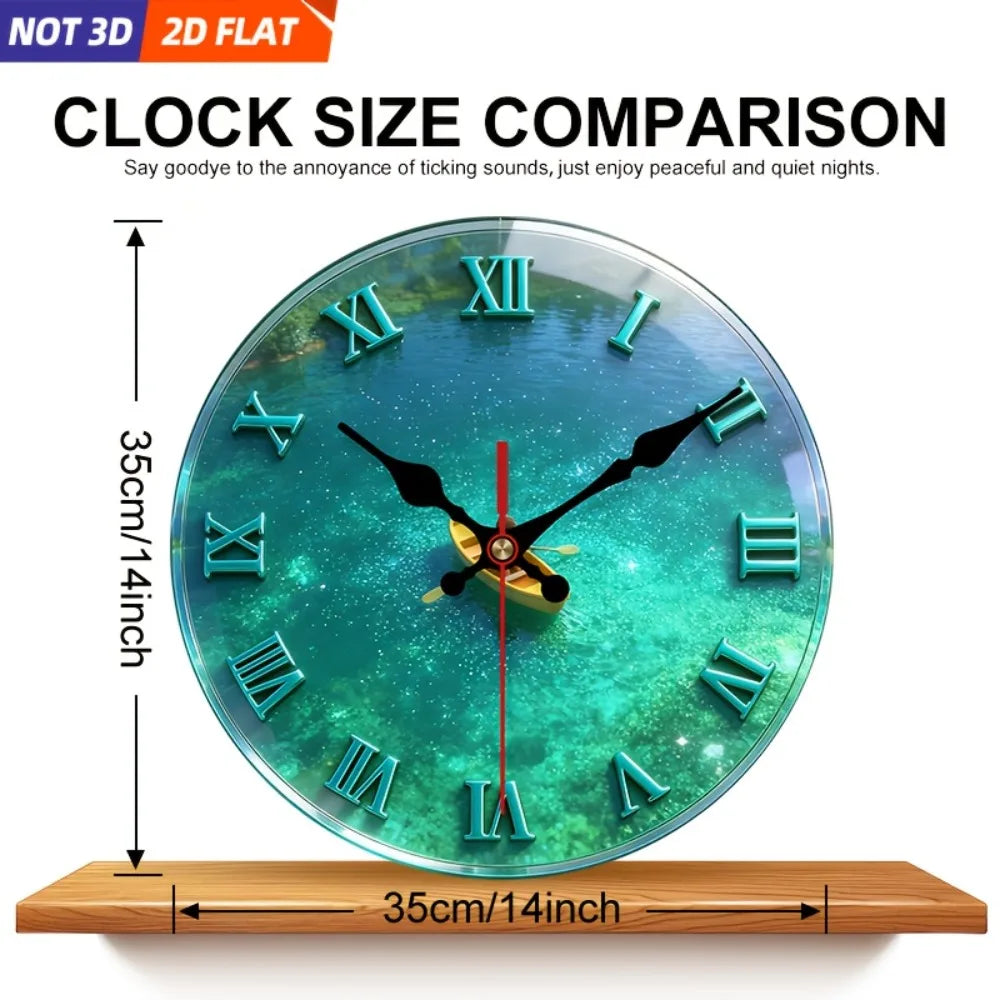 XMSJ Silent Water Theme Wooden Wall Clock Home Decor