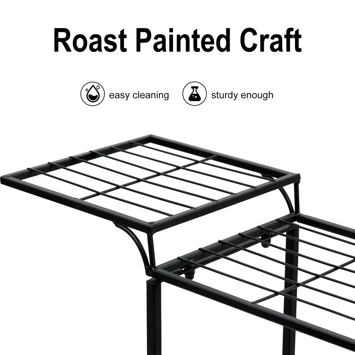 Metal Garden Cart Plant Stand For Indoor Outdoor Flowers