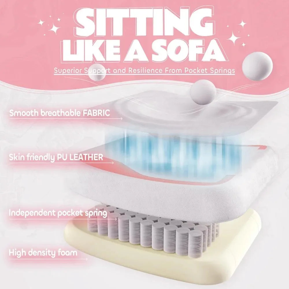 Cute Cat Ears Gaming Chair with Footrest Ergonomic Reclining Computer Chair