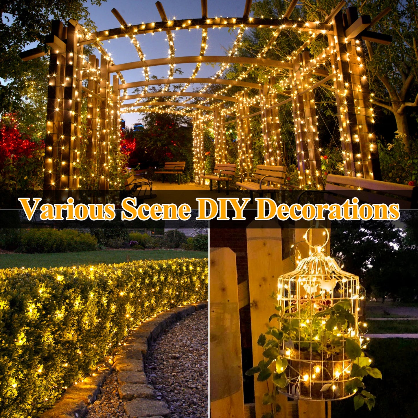 Ollny Solar String Lights Outdoor 2 Pack 240 LED