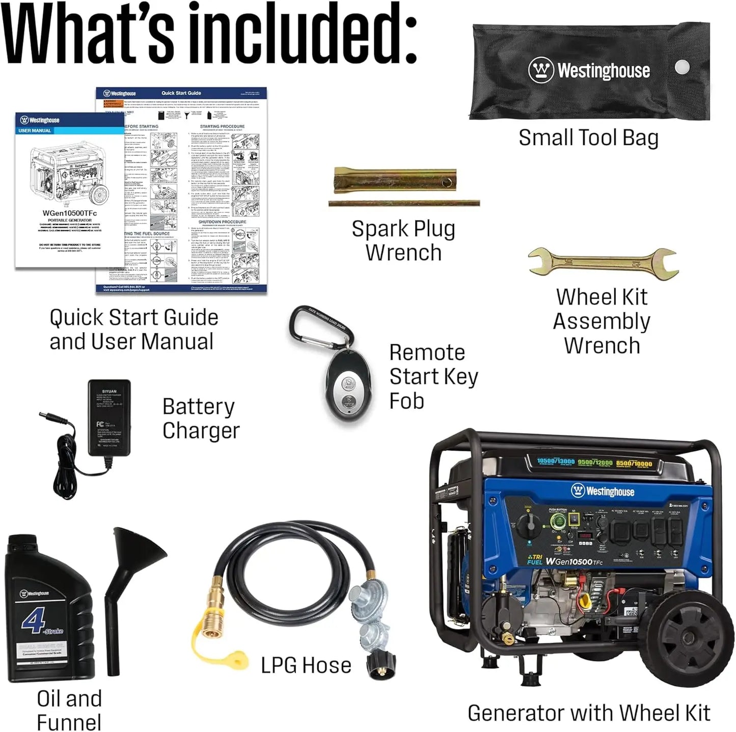 Tri Fuel 13500 Wattage Ultra Durable PortableSystem Generator RemoteStartConfiguration