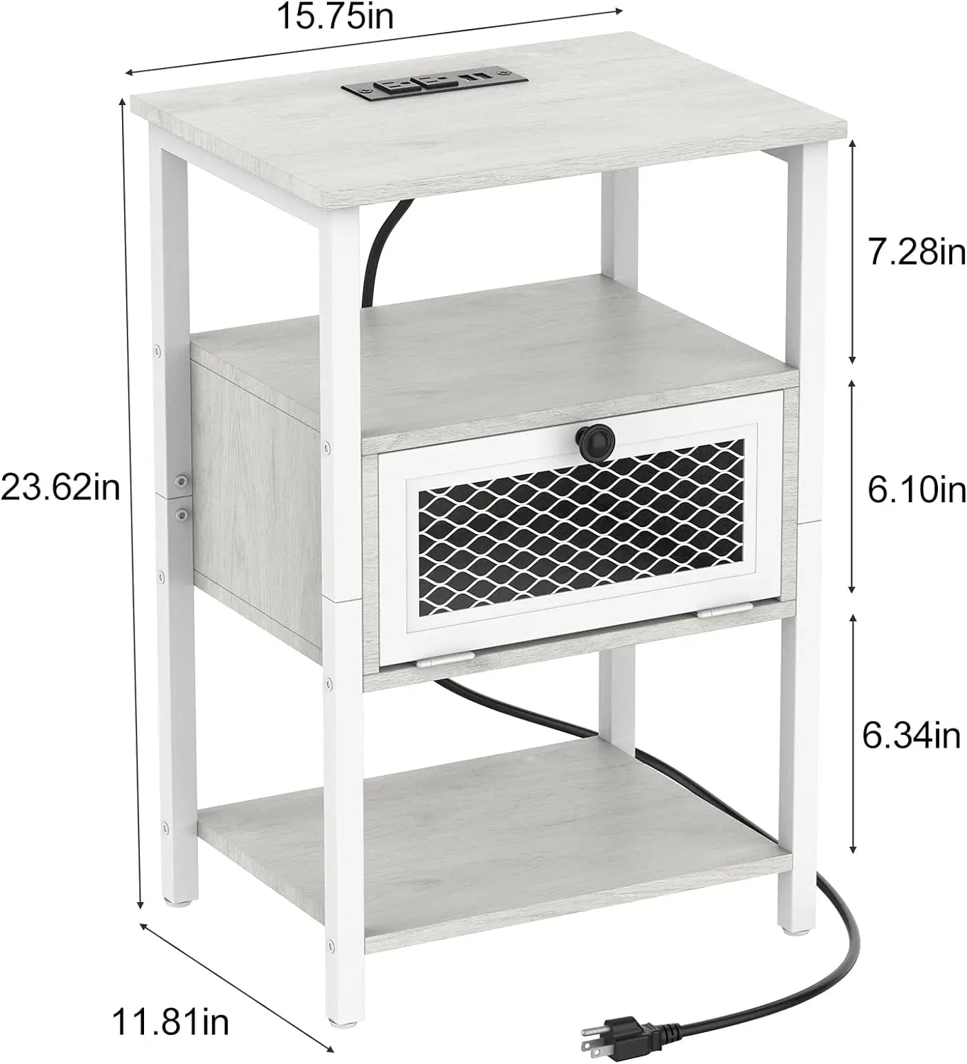 ZISIZ Set of 2 Nightstand Charging Station End Tables