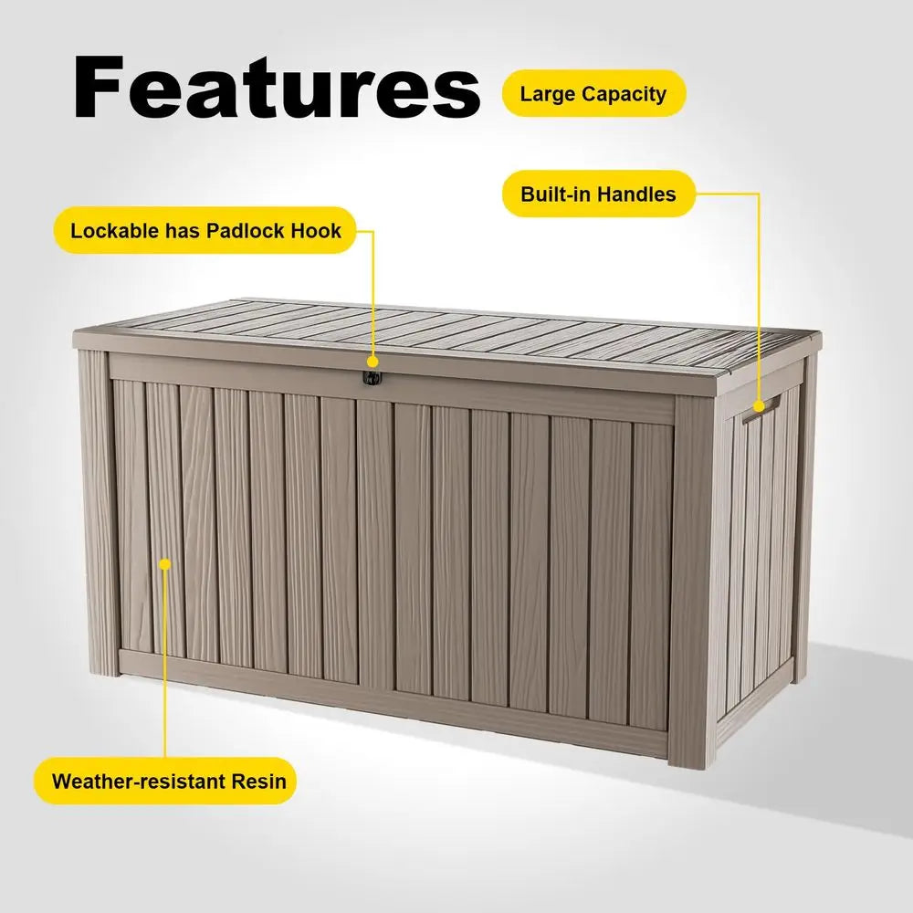 Outdoor Storage Box Lockable Resin Deck Box Reinforcement