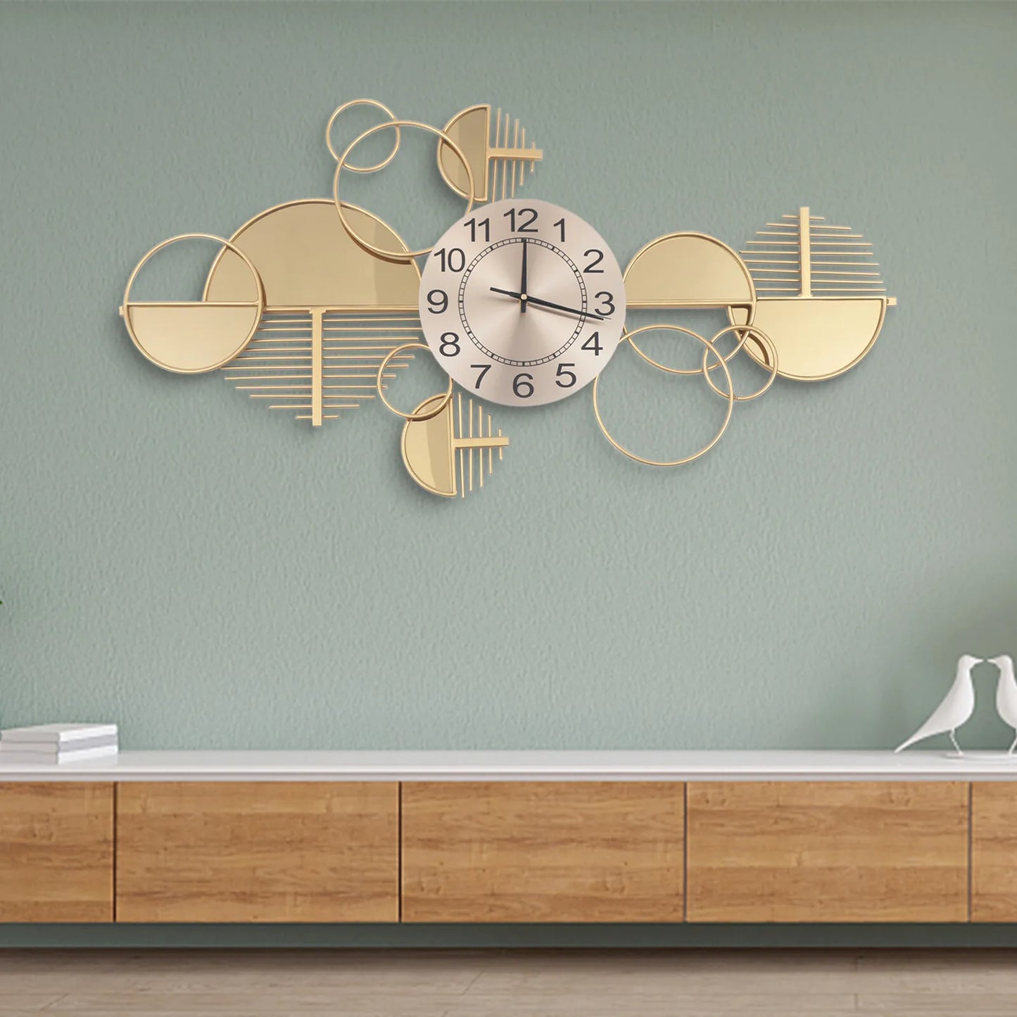 Modern Wall Clock Mid Century Metal Minimalist Home Decor