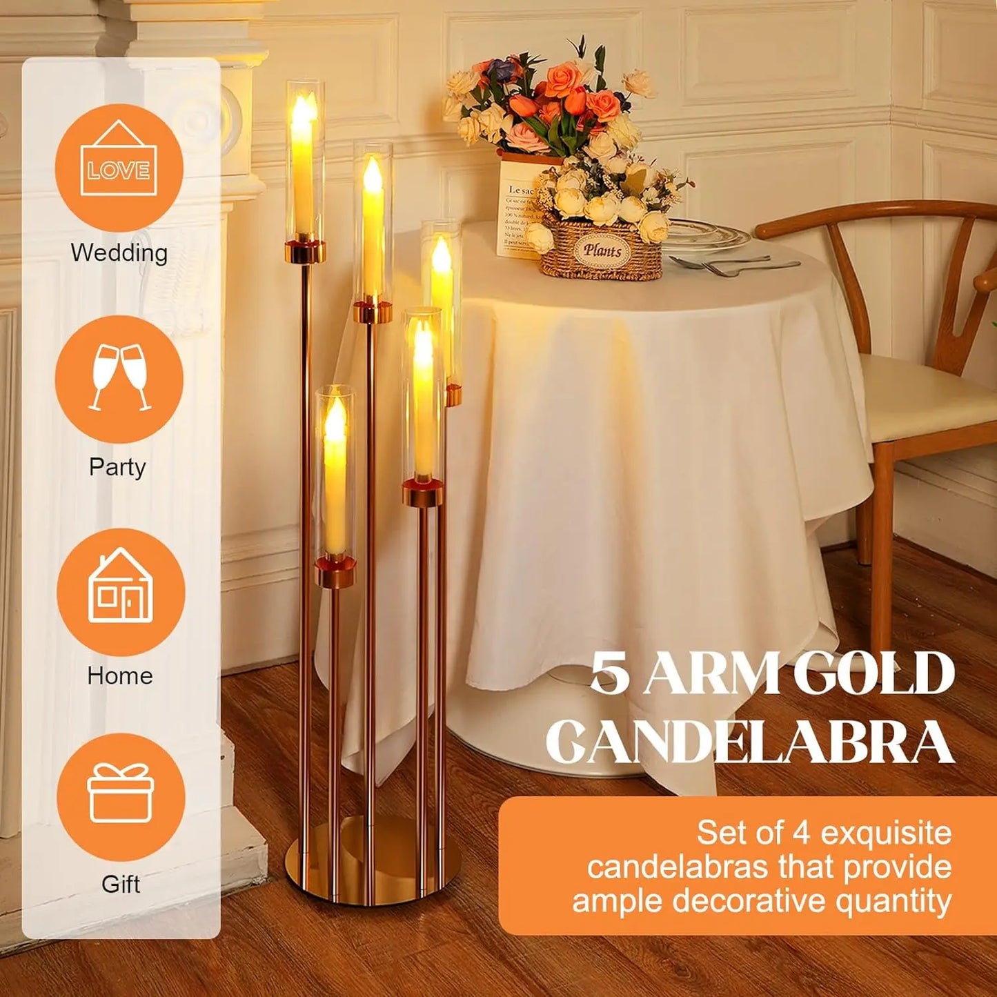 Four Piece Floor Candelabra Centerpieces For Wedding Tables