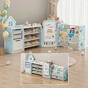 DAFIFY Foldable Kids Toy Storage Organizer 10 Removable Bins