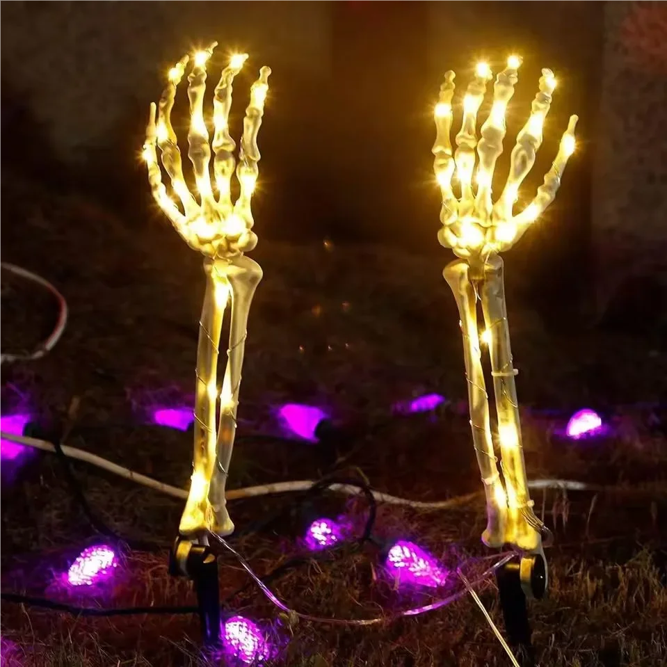 Two Pack Halloween Solar Ghost Hand LED Garden Stakes