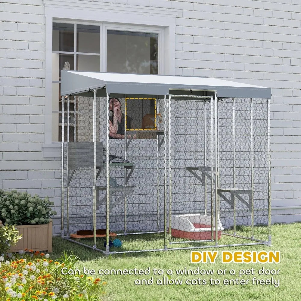 Walki Catio Outdoor Cat Enclosure With Waterproof Canopy