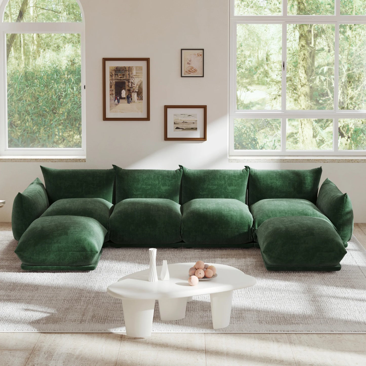 CN Guangdong Sectional Sofa Chenille U Shaped Comfort