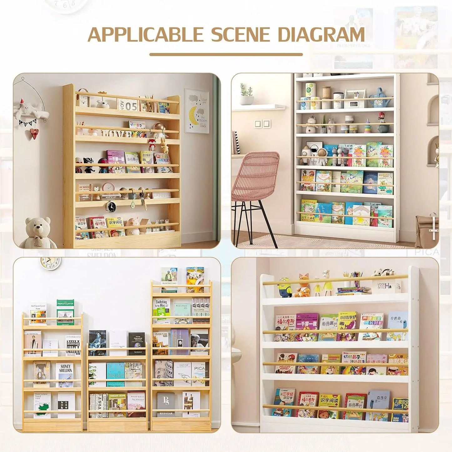 High-Concerned Behind Door Bookshelf 6-Tier Wall Organizer