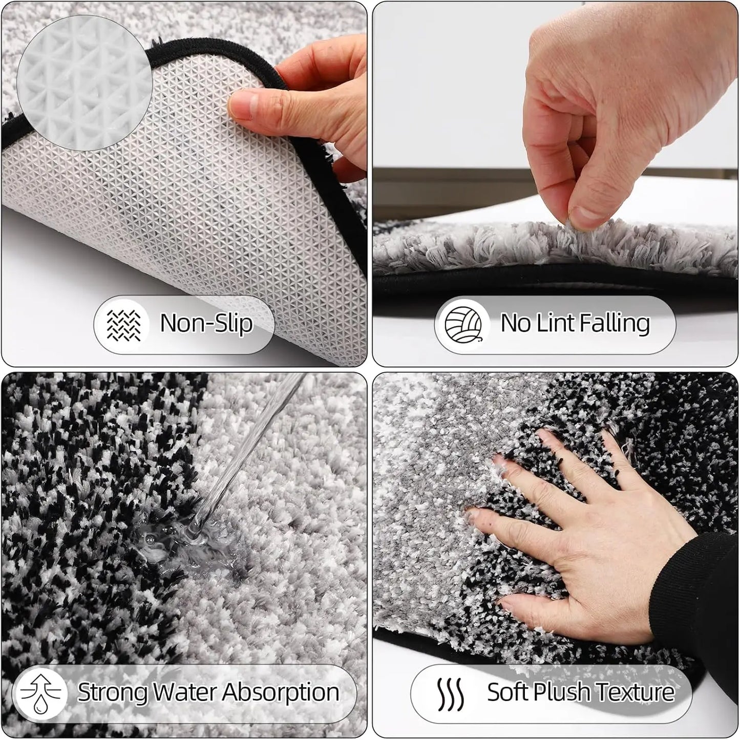 32PCS Black Bathroom Set with Shower Curtain Rugs and Stylish Accessories