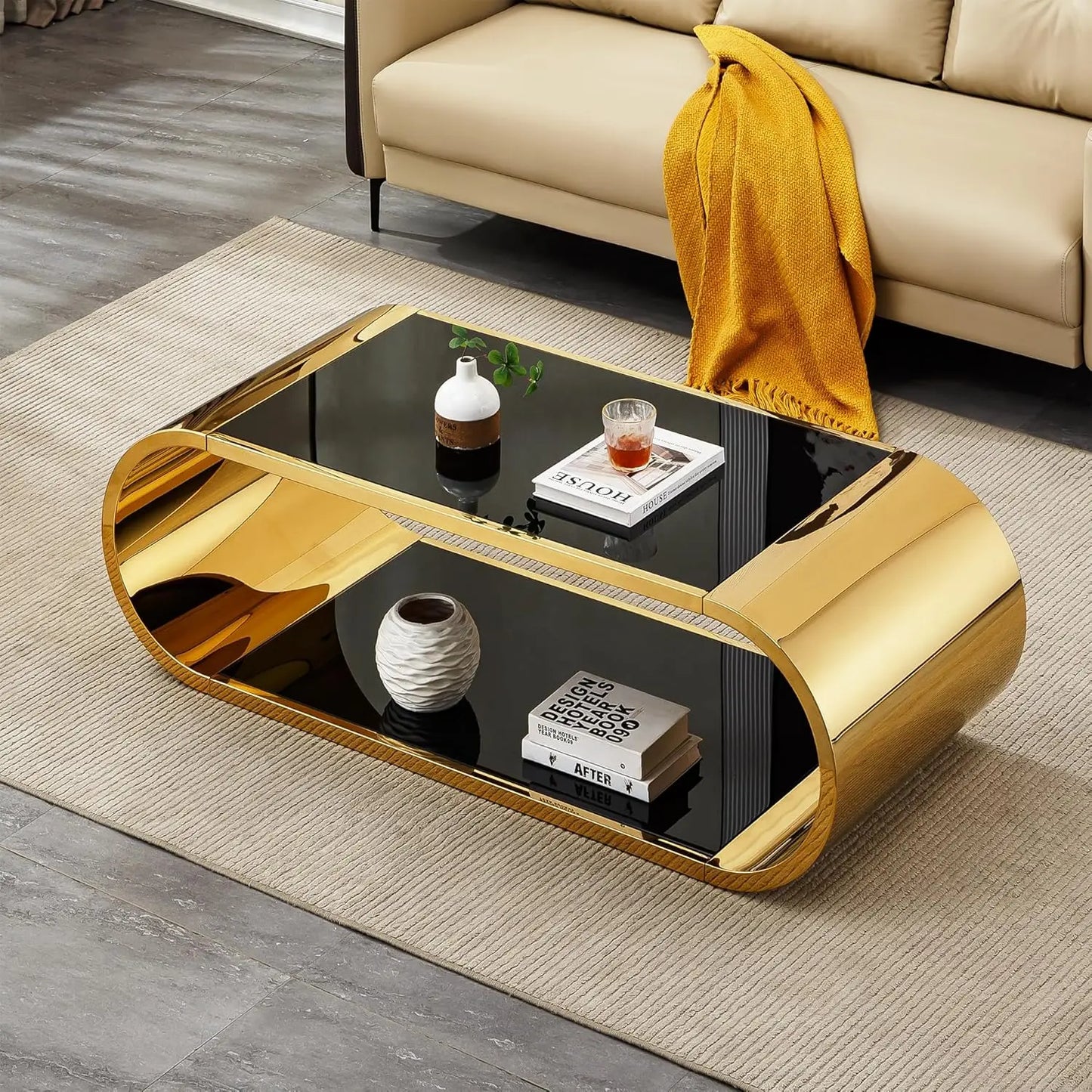 Glass Top Coffee Table With Stainless Steel Base Modern