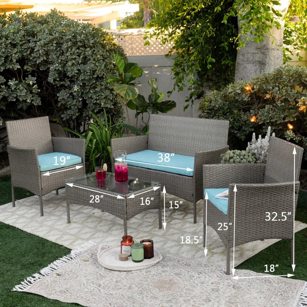 Barton Outdoor Patio Set With Table And Cushioned Chairs