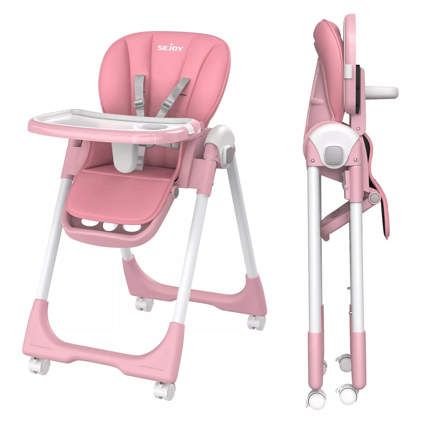 Sejoy Baby High Chair Foldable With Adjustable Tray