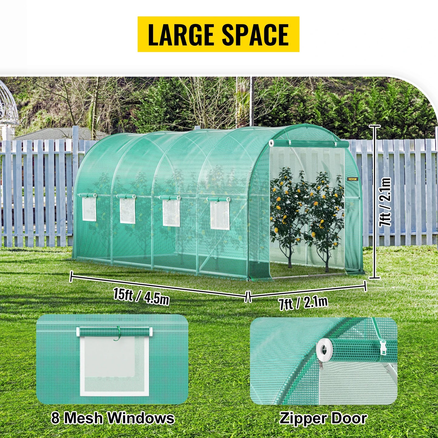 SucceBuy Walk-In Tunnel Greenhouse Galvanized Frame