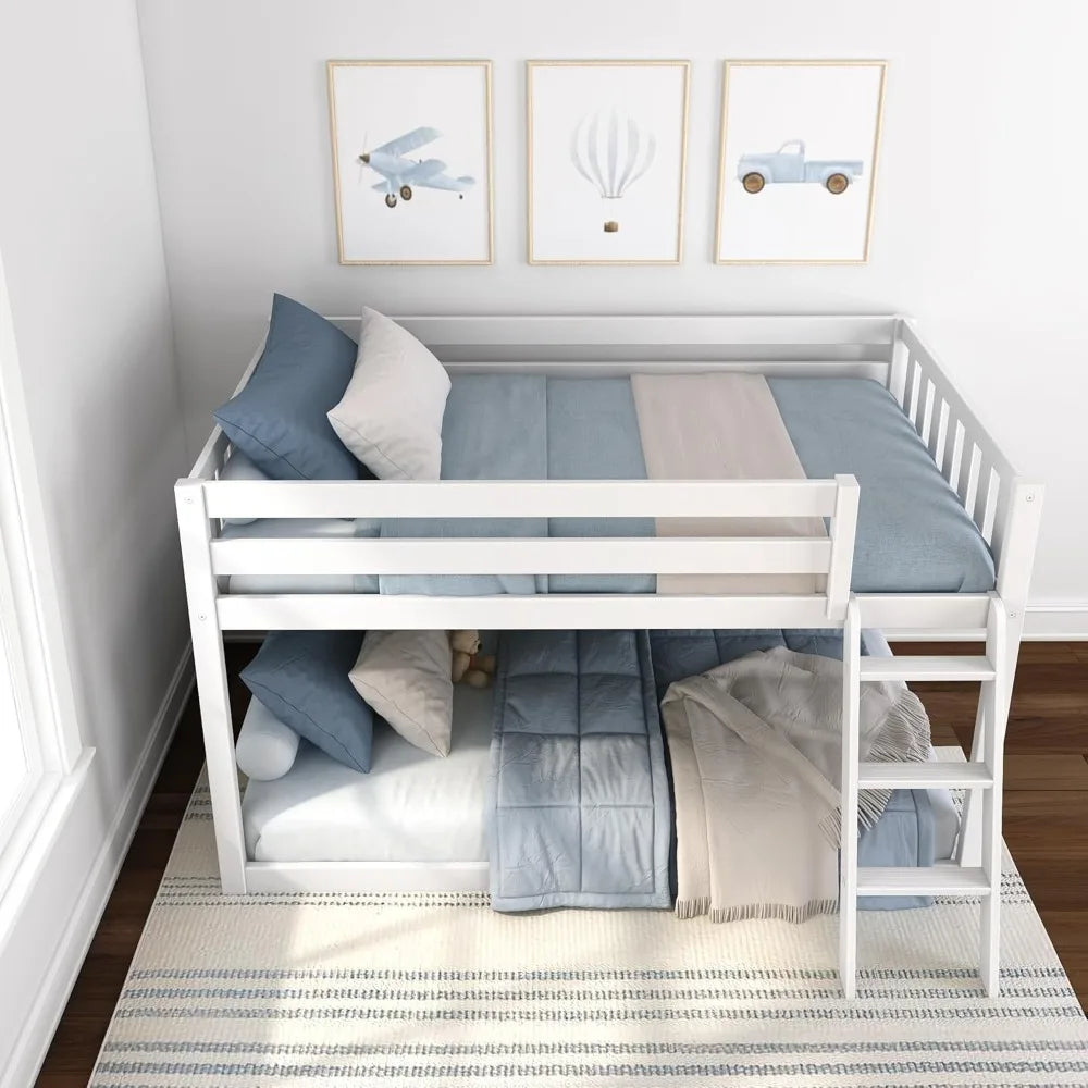 Hign-concerned Low Bunk Bed Solid Wood Bed Frame Slats