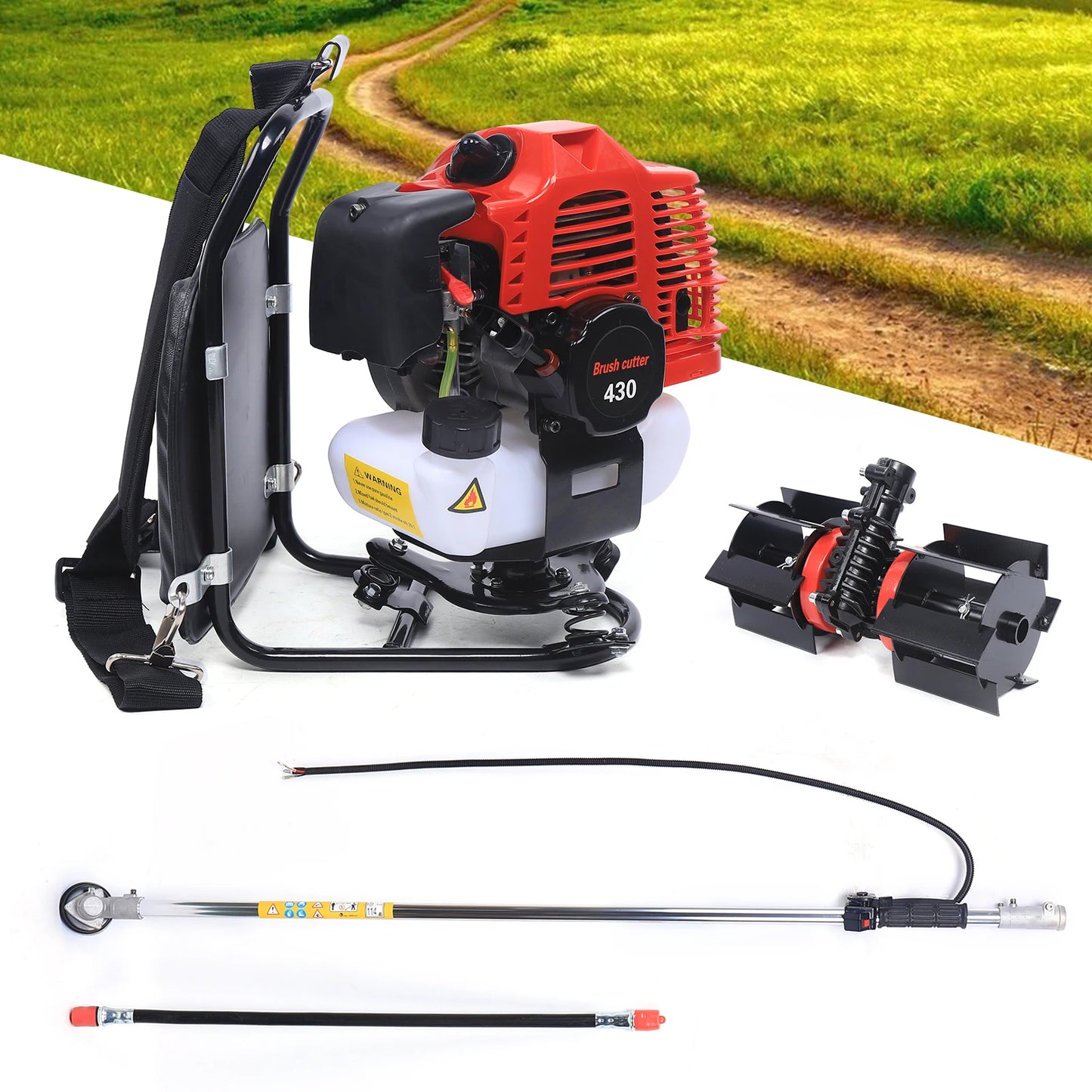 43CC 2 Stroke Backpack Tiller Cultivator Efficient Lawn Mower Grass Trimmer