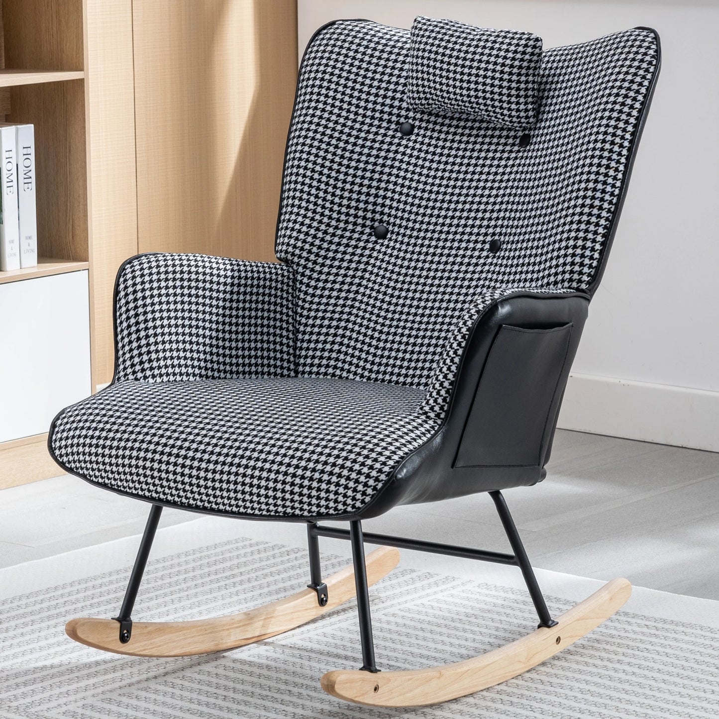 35.5 Inch Modern Nursery Rocking Glider Chair With High Backrest For Home