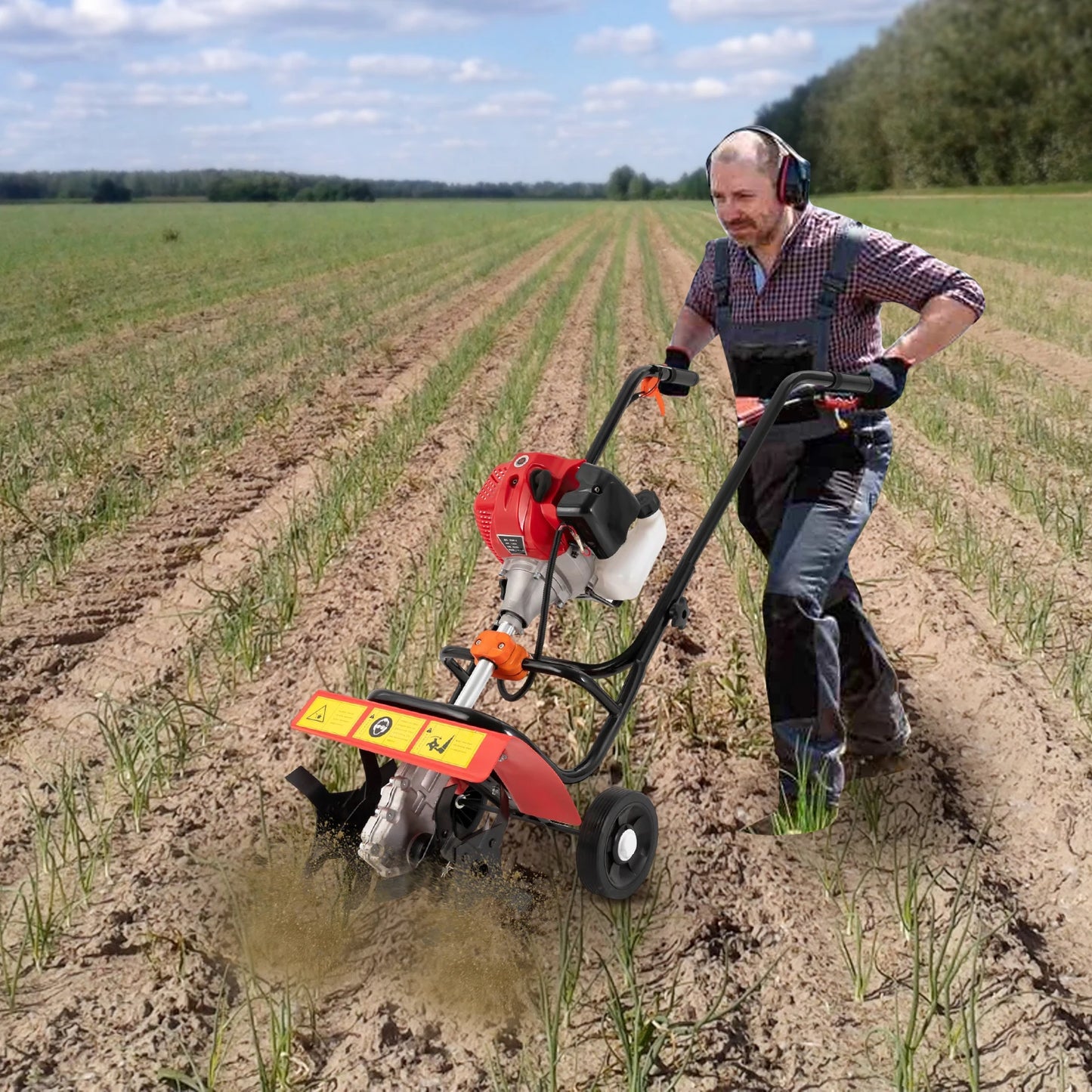1.9kw 52cc Gasoline Garden Tiller Soil Loosening Cultivator Rototiller