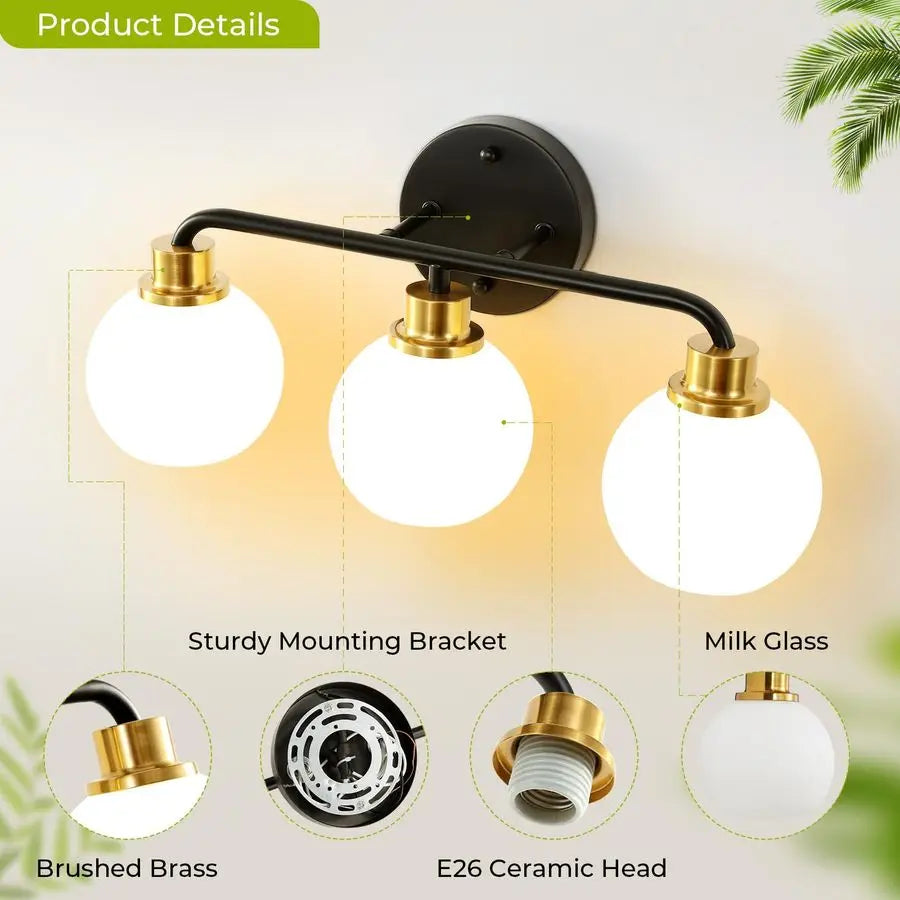 Modern Milk Glass Bathroom Vanity Light With Elegant Finish