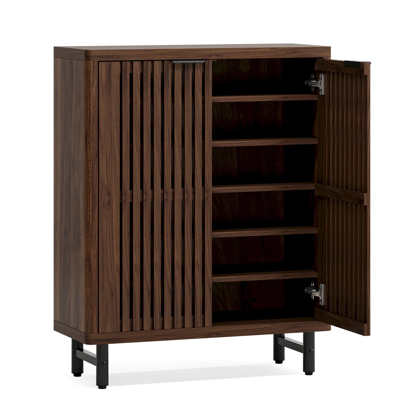 Tribesigns 6-Tier Wooden Shoe Cabinet with Adjustable Shelves and Louvered Doors