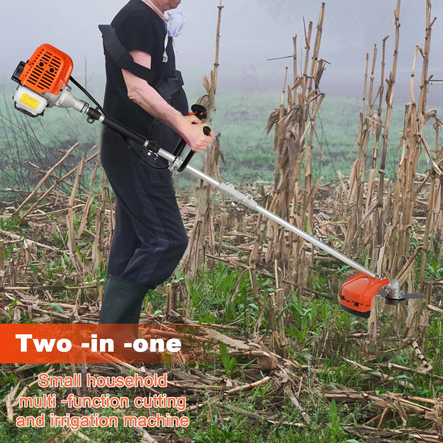 Gas String Trimmer 52cc Weed Wacker 2 in 1 Cordless Hedge Trimmer Brush Cutter