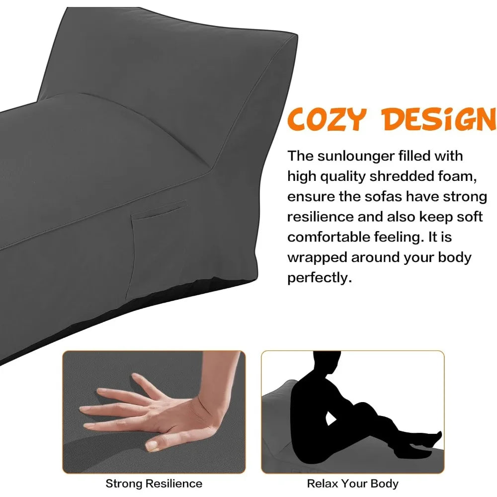 MKDK Outdoor Chaise Lounge Reclining Waterproof Sunbed