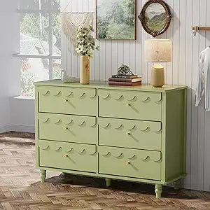 MKDK Girls Scalloped 6 Drawer Dresser Organizer Storage