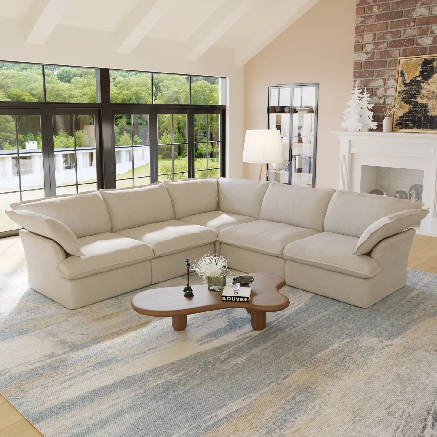 SdorensCN L Shaped Corner Sectional Sofa With Down Fill