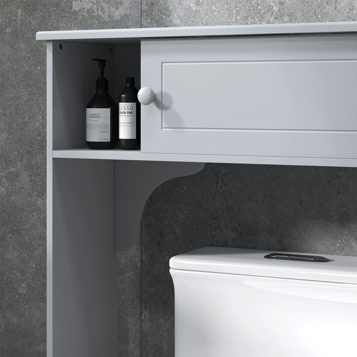 Bathroom Over The Toilet Storage Cabinet Freestanding Spacesaver in Gray