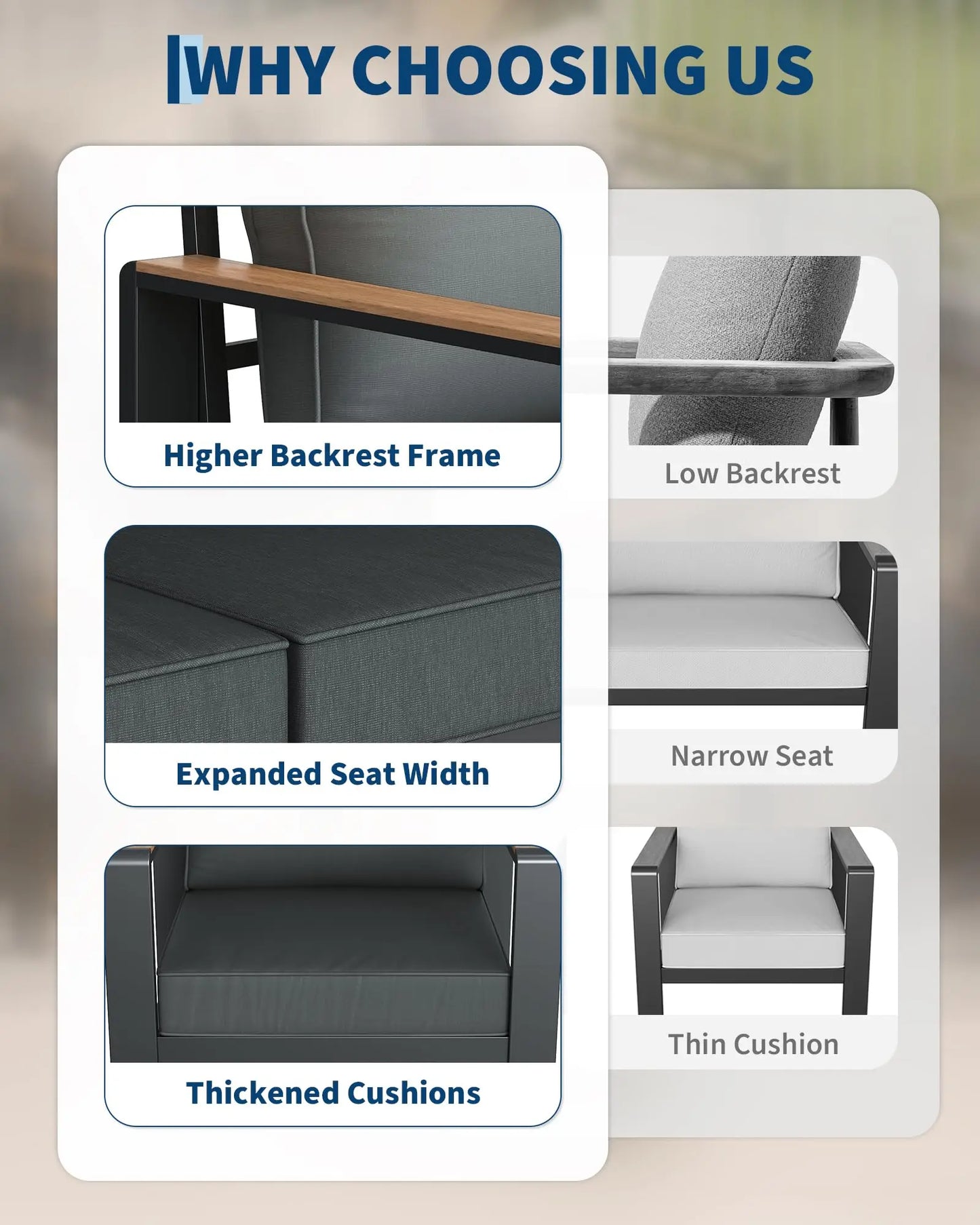 HiMISS 7 Seat Aluminum Patio Furniture Set With Cushions