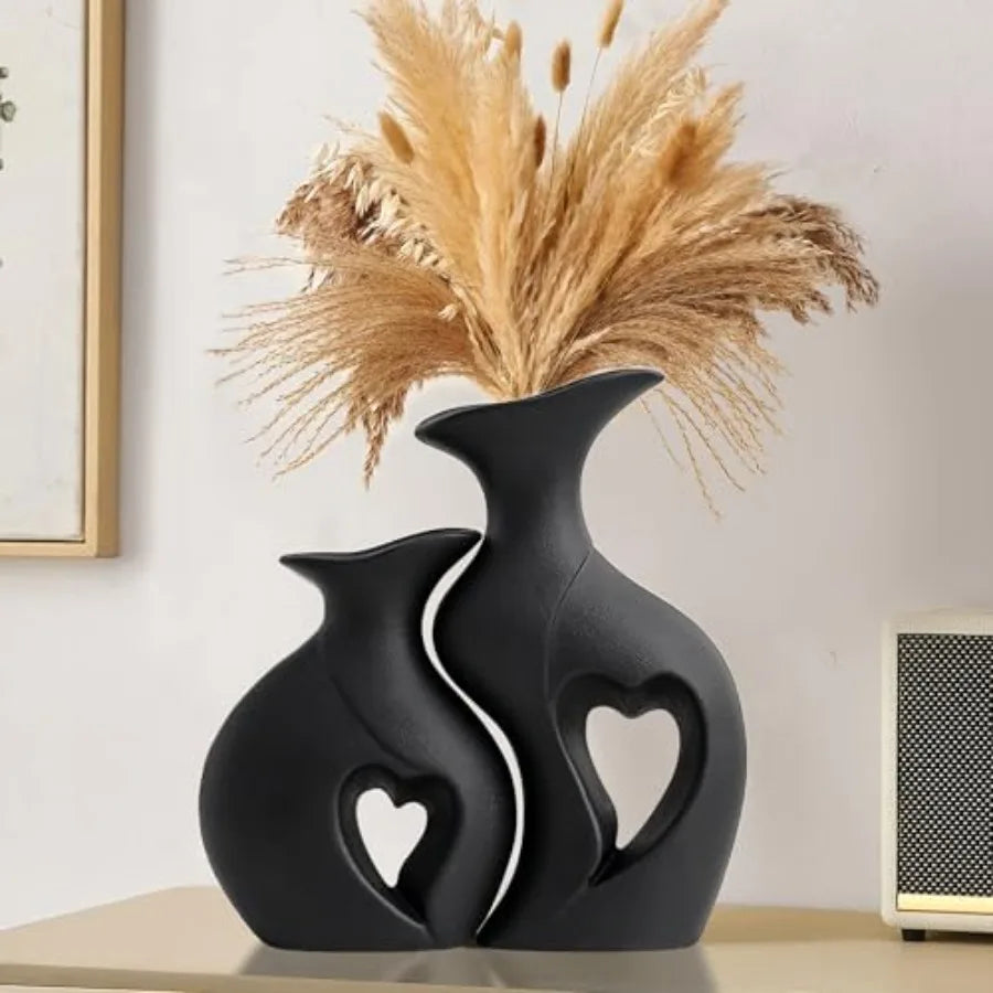 Heart Shaped Ceramic Vase Set for Modern Home Decor