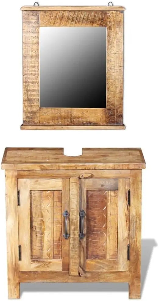 Bathroom Vanity Cabinet Set with Mirror Reclaimed Solid Wood Furniture