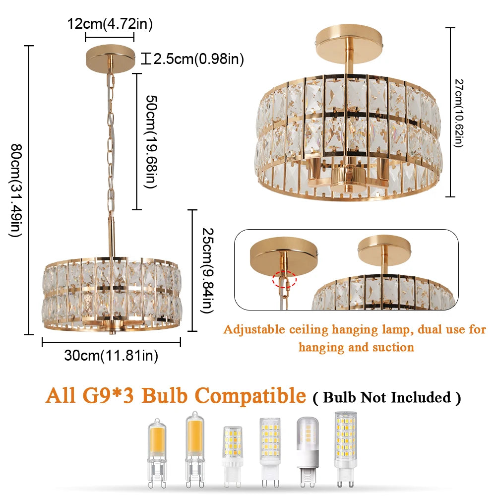 Vetrulus Crystal LED Pendant Chandelier for Modern Home Lighting