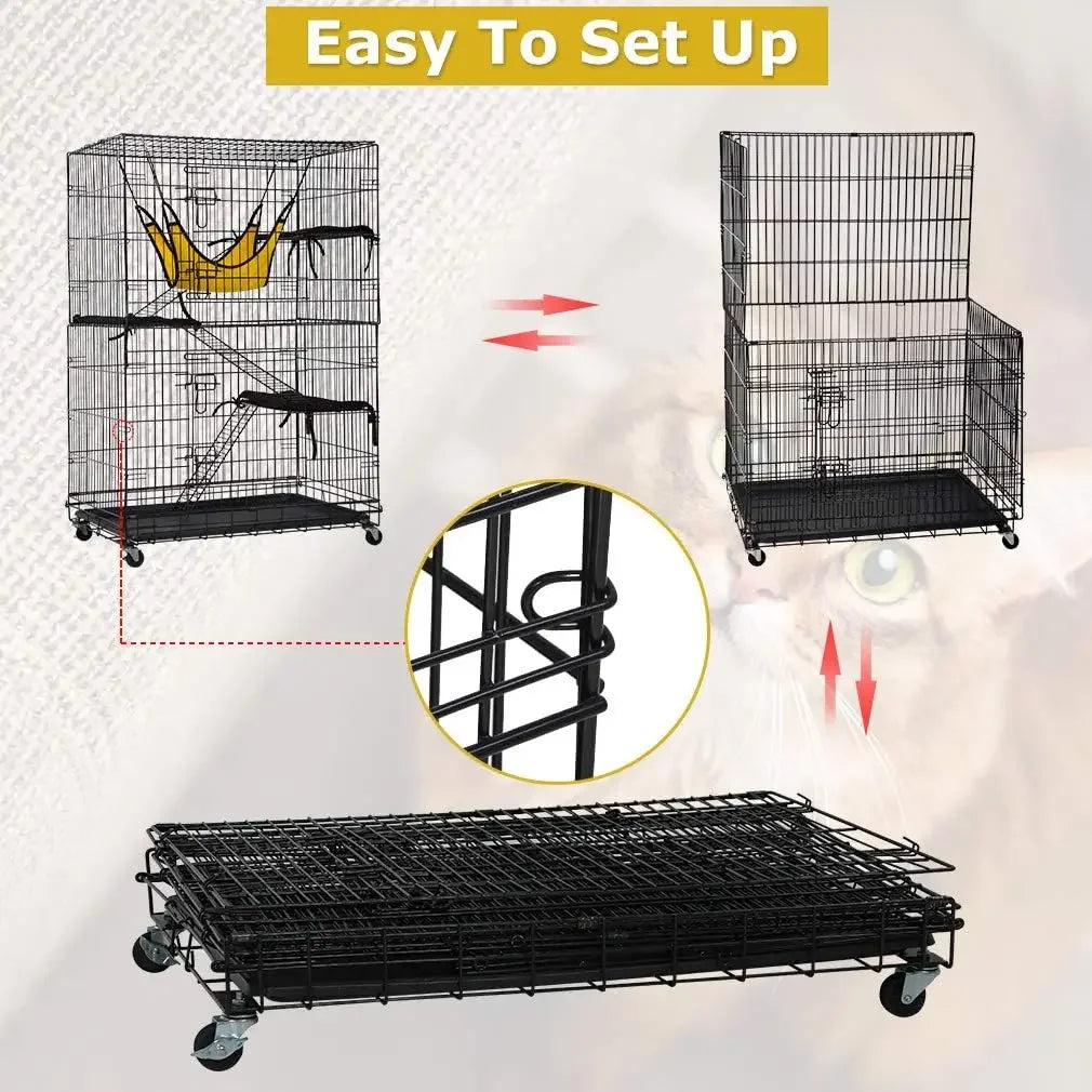 4 Layer 48 Inch Cat Cage Flat Noodles Box Cat Kennel Game Fence