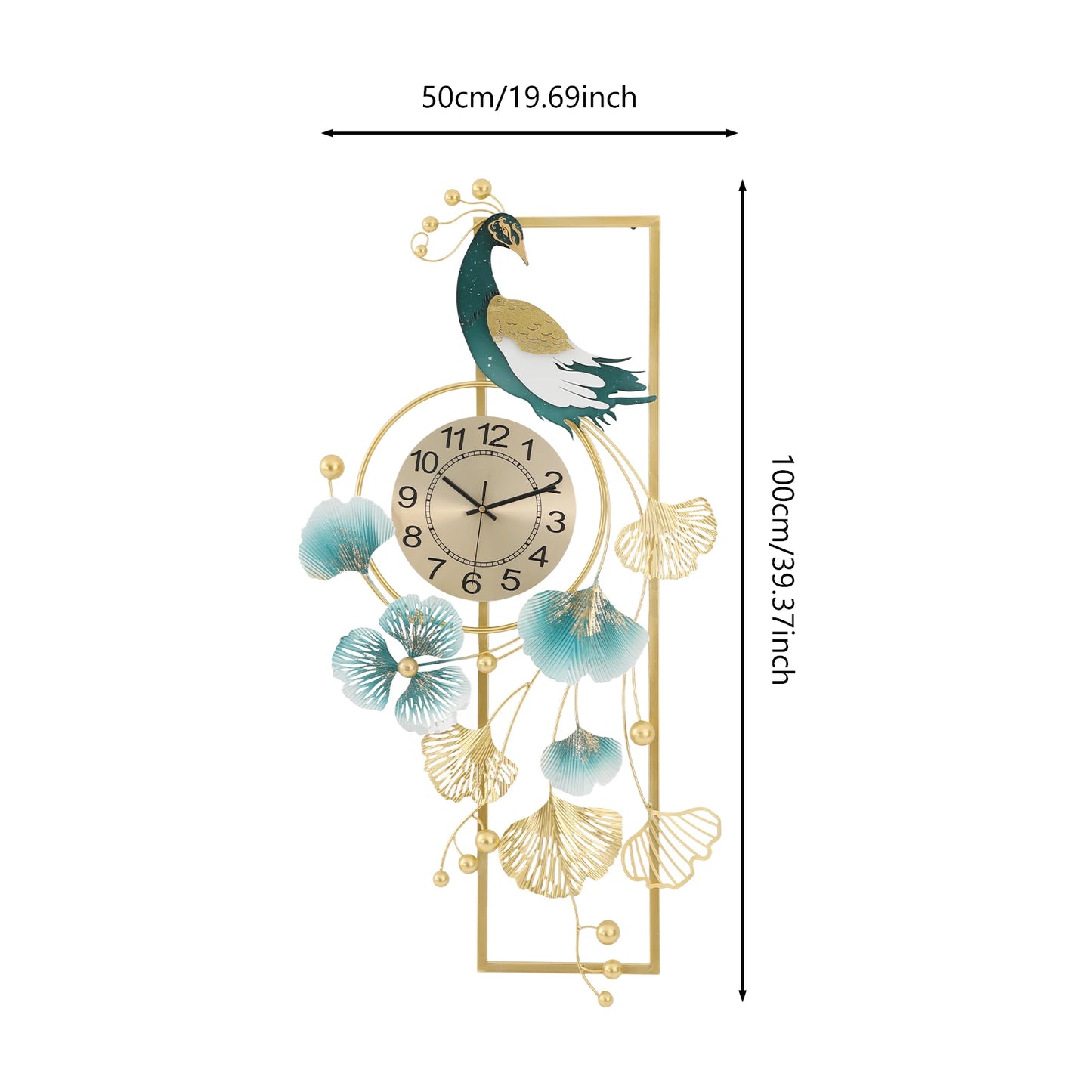 Hign Concerned Peacock Wall Clock Luxury Silent Decor