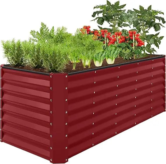8x2x2ft Raised Metal Garden Bed Rectangular Planter Box for Herbs and Vegetables