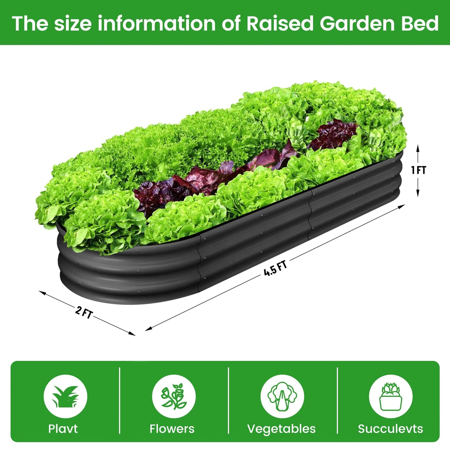 HiMISS 2-Pack Oval Galvanized Steel Raised Garden Beds