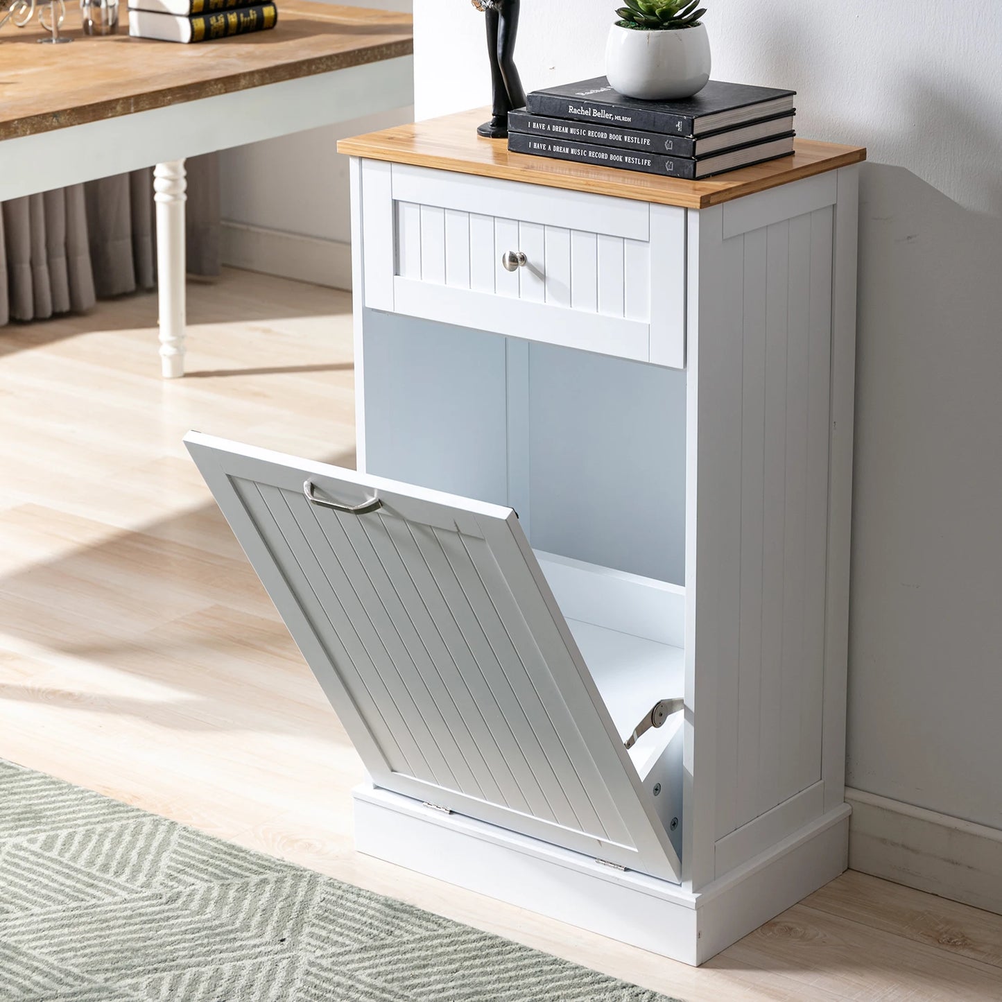QiaoShiRen Single Tilt Out Trash Cabinet With Cutting Board