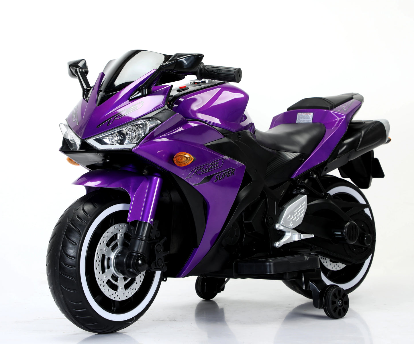 Kids Electric Motorcycle With Training Wheels Manual Throttle