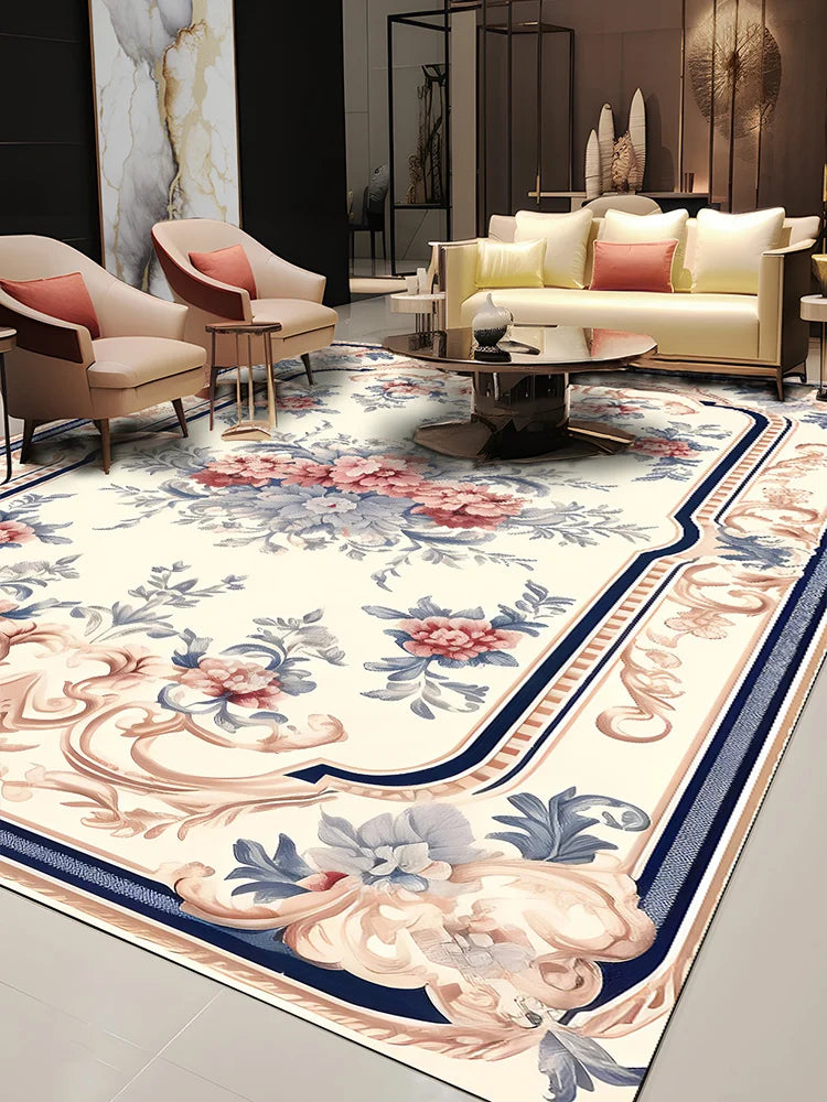 Pastoral Style Polyester Floor Rug for Living Room Bedroom
