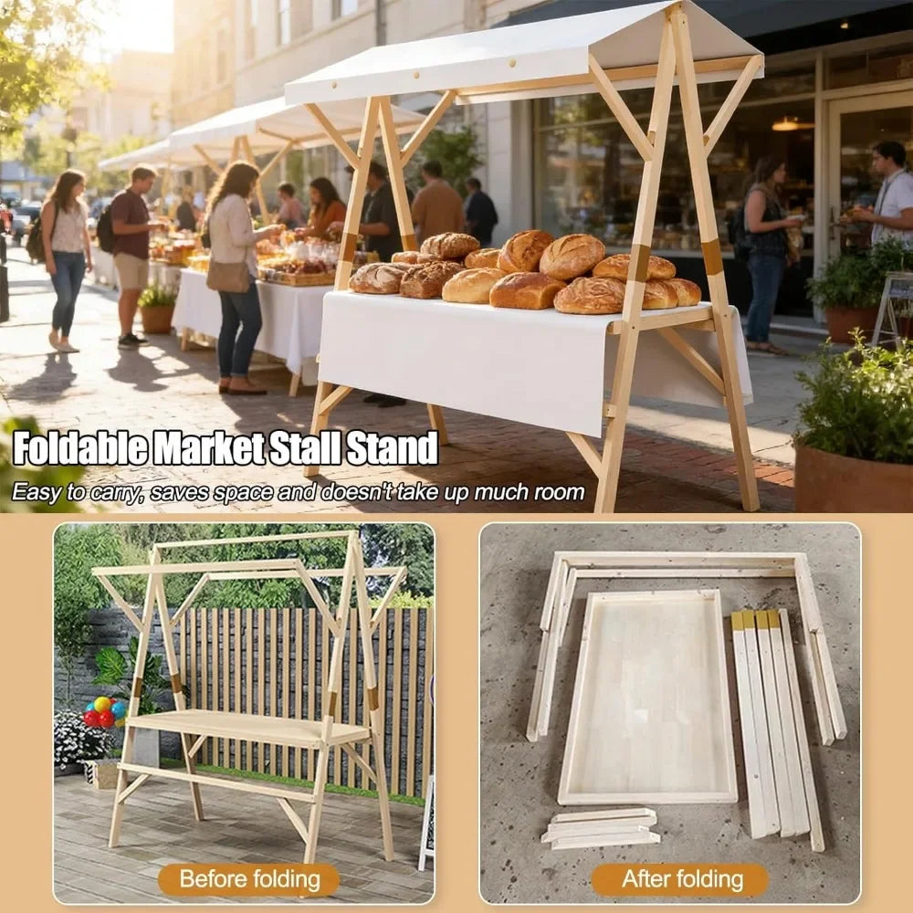 Collapsible Market Stall Rack With Canopy For Street Vendors
