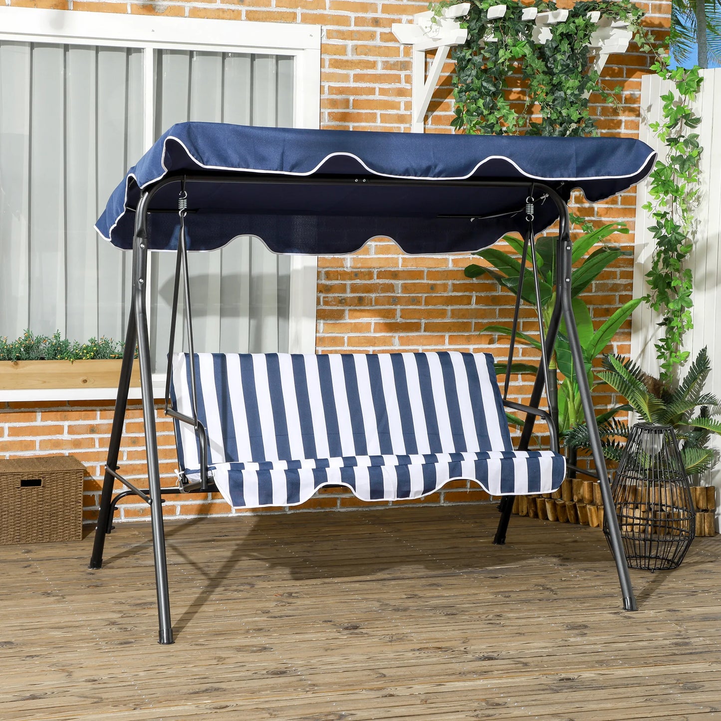 Outsunny Porch Swing Hammock Bench With Canopy Outdoor