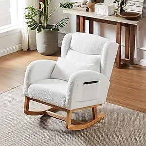 DAFIFY Teddy Upholstered Rocking Glider Chair Mid Century