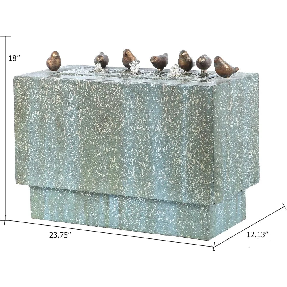 Outdoor Water Fountain Resin Stone Patina With LED