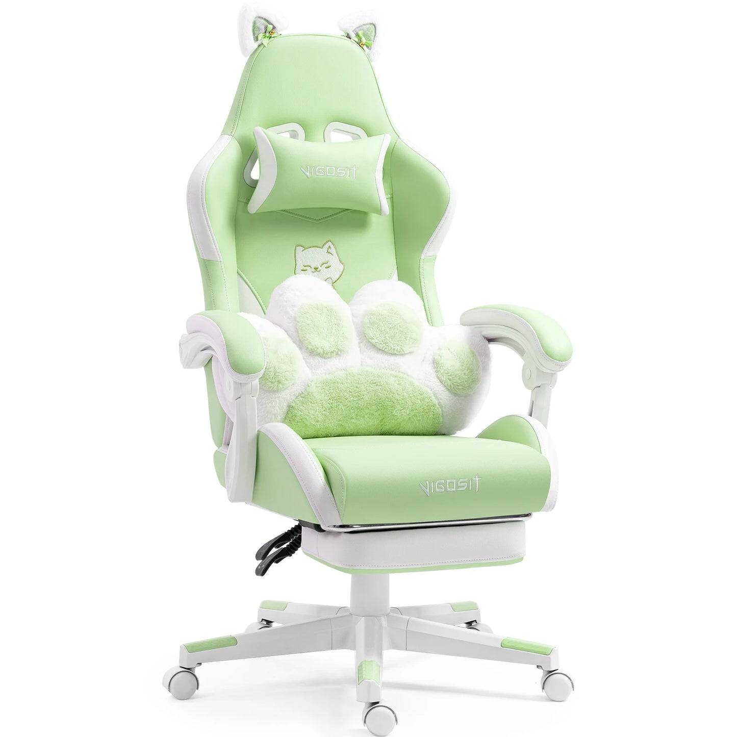 Vigosit Gaming Chair With Cute Ears And Kawaii Pillow Lumbar Support