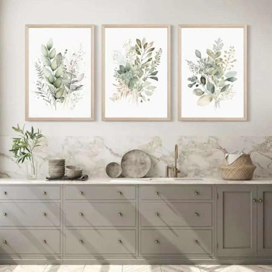 Boho Floral Triptych Canvas Prints For Living Room