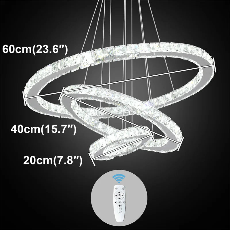GreeLustrBulbs Modern Crystal LED Chandelier With Remote