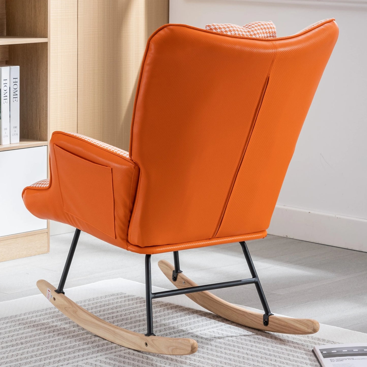 35.5 Inch Modern Nursery Rocking Glider Chair With High Backrest For Home